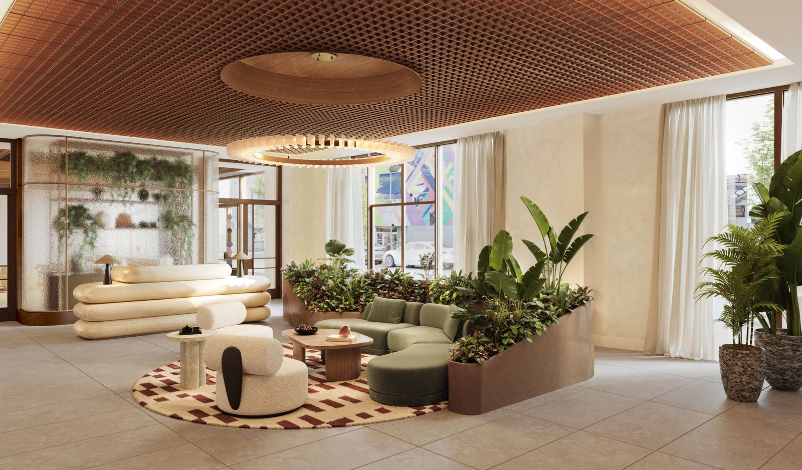 Residents-only lobby at The Cloud One Residences Wynwood